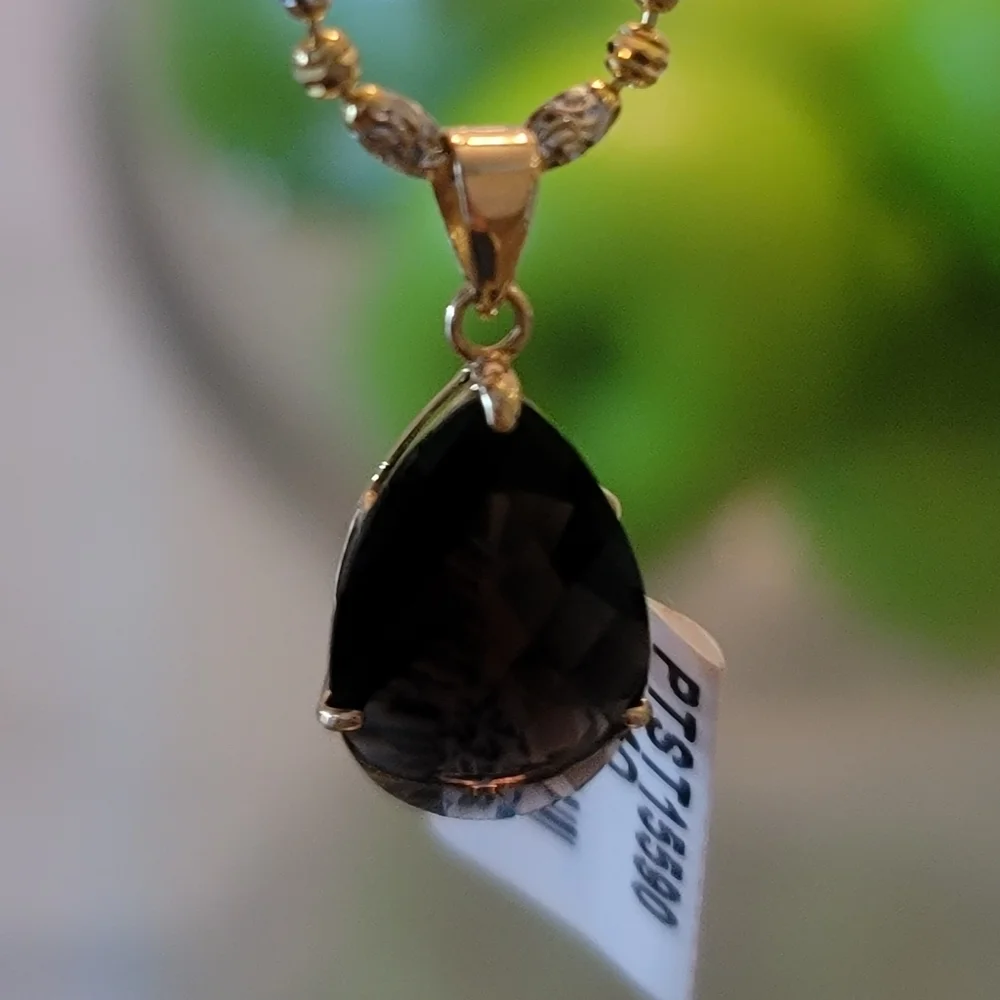 Natural Smoky Topaz 3-prong 14K Gold Pendant  (❌️Not Plated) - Picture 3 of 5